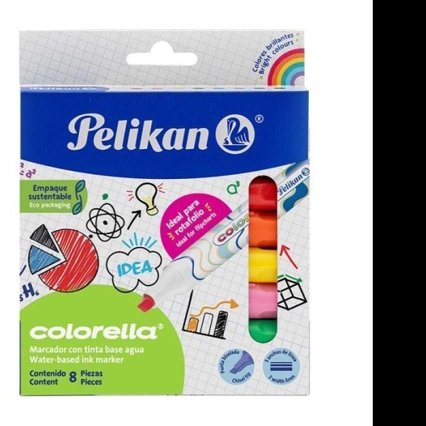 MARCADOR AGUA GRUESO ESTUCHE C8 COLORELA